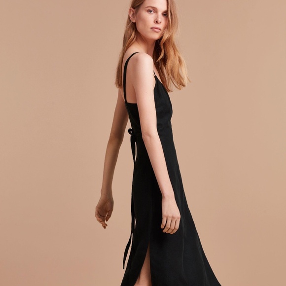 Wilfred Dresses & Skirts - Wilfred Astere Black Linen Wrap Dress